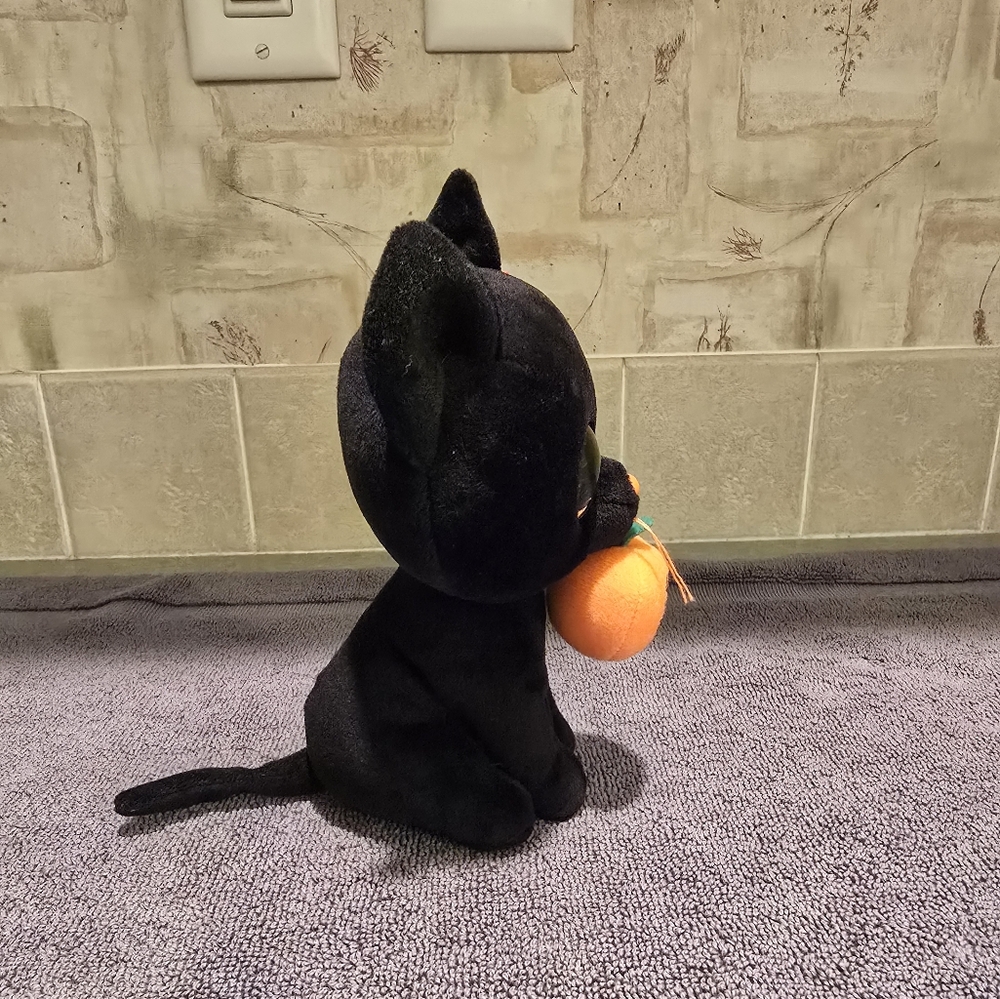 Ty Beanie Boos Shadow The Halloween Cat Plush with Orange Pumpkin 6" - Picture 3 of 7